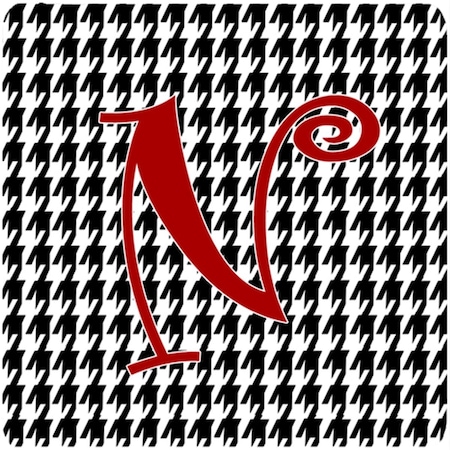 Set Of 4 Monogram - Houndstooth Black Foam Coasters Initial Letter N